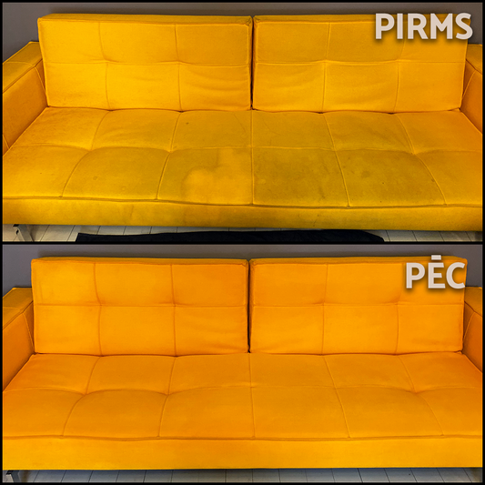 Pirms un Pēc Mīksto Mēbeļu Tīrīšanas, Galerija, Dzeltenais Dīvāns 1
